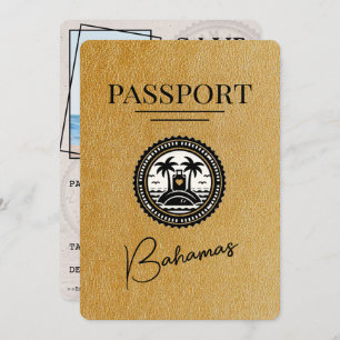 Gold Bahamas Passport Save the Date