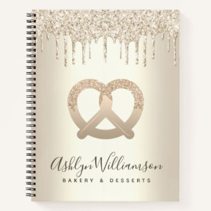 Gold Bakery Catering Konditorei Koch Glitzer Tropf Notizbuch