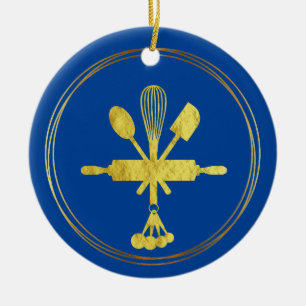 Gold Bakery Icon Weihnachtsdekoration Keramik Ornament