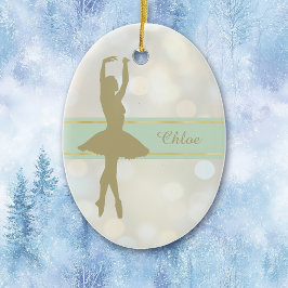 Gold Ballerina Bokeh Weihnachten im Hintergrund Keramik Ornament