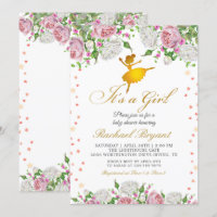 Gold Ballerina Die Girl Floral Baby Dusche