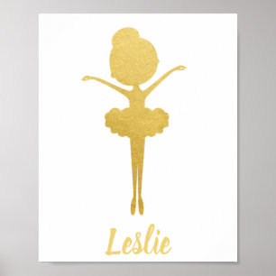 Gold Ballerina Personalisiert Kinderzimmer Poster