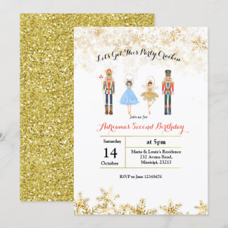 Gold Ballet Weihnachts-Glitzer Geburtstag Einladun Einladung