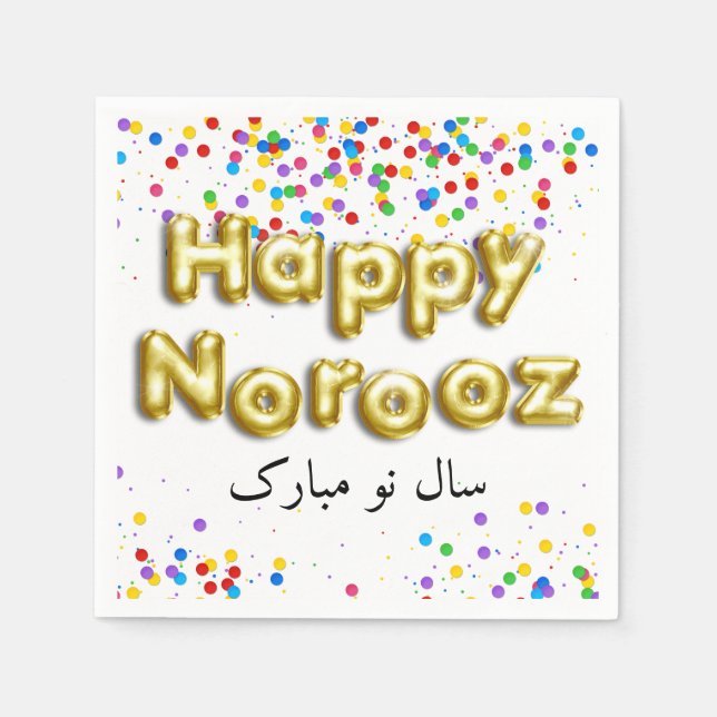 Gold Balloon Happy Norooz Persian New Year Serviette (Vorderseite)