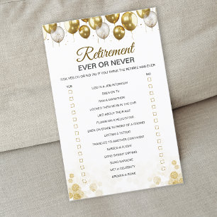 Gold Balloon Happy Retirement Party Game Card