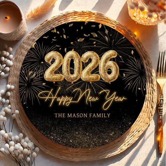 Gold Balloon New Years Eve Party Paper Plates  Pappteller (Von Creator hochgeladen)