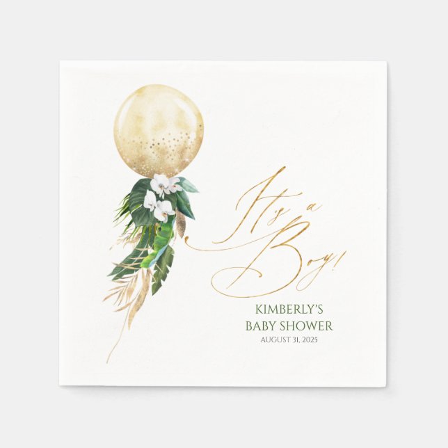 Gold Balloon Tropical Greenerenerland Garland Baby Serviette (Vorderseite)