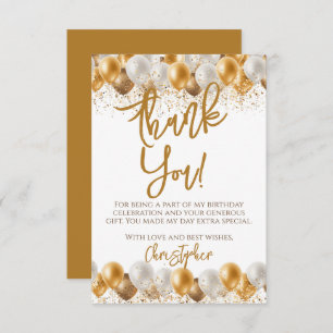 Gold Balloons Geburtstag Dankeskarte