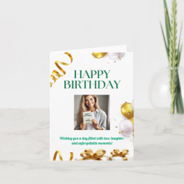 Gold Balloons Geburtstagskarte mit Geschenken und Einladung