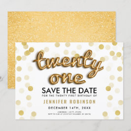 Gold Balloons Glitzer 21. Geburtstag Save the Date Einladung
