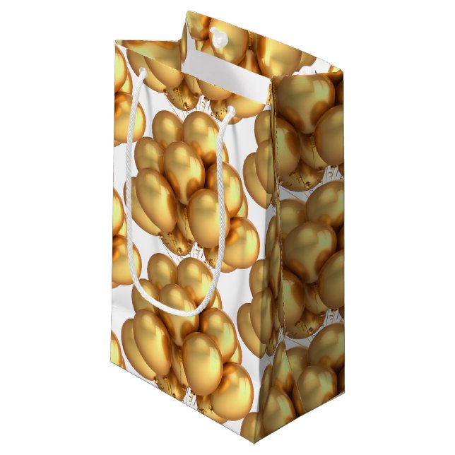 Gold Balloons Papier Geschenktasche Kleine Geschenktüte (Vorderseite Schrägansicht)