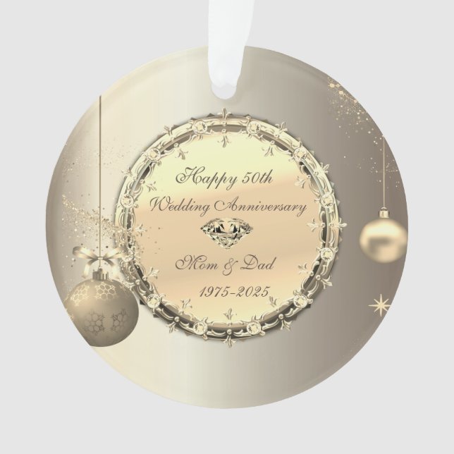 Gold Balls Diamonds 50. Hochzeitstag Ornament (Vorderseite)