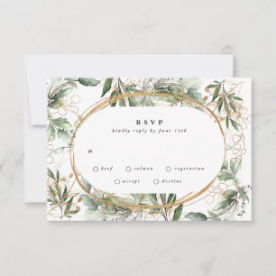 Gold Bands Eucalyptus Elegant Grüne Moos RSVP Karte