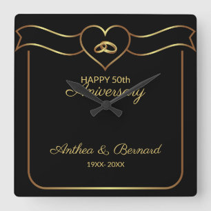 Gold-Banner Quadratische Wanduhr