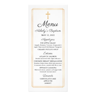 Gold Baptism Religious Menu Card Werbekarte