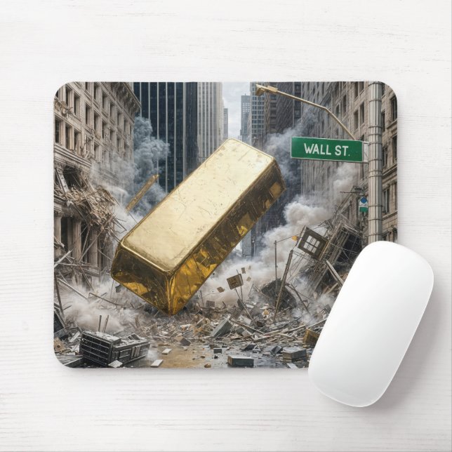 Gold Bar Crashing Wall Street Mousepad (Mit Mouse)
