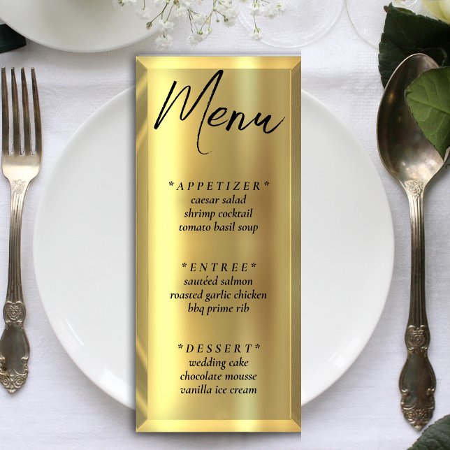 Gold Bar Elegant Wedding Empfang Menükarte (Gold Bar Elegant Wedding Reception Menu)