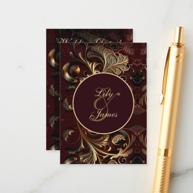 Gold Barock Begleitkarte (Vorderseite/Rückseite Beispiel)