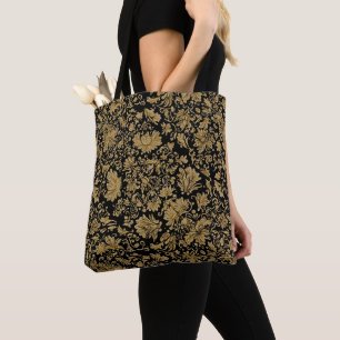 Gold Barock Blumenmuster auf Schwarz