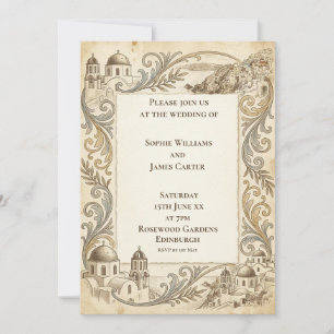 Gold Barock-Hochzeitseinladung Einladung