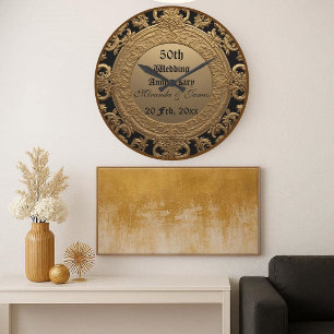 Gold Barock Opulenter Chic 50. Hochzeitstag Jubilä Große Wanduhr