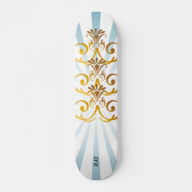 Gold Baroque Muster Skateboarddecke Skateboard (Vorne)