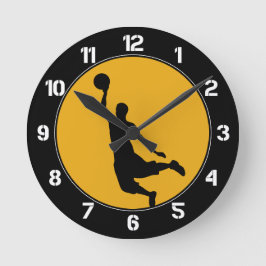 Gold Basketball Circle Numbered Runde Wanduhr