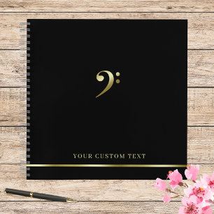 Gold Bass Clef Music Office Lehrer Elegant Notizbuch
