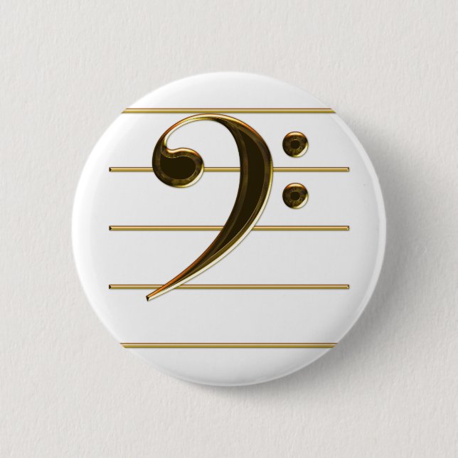Gold Bass Clef Musiknote Button (Vorderseite)
