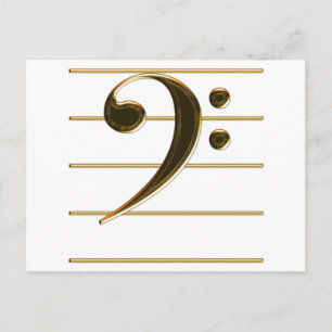 Gold Bass Clef Musiknote Postkarte