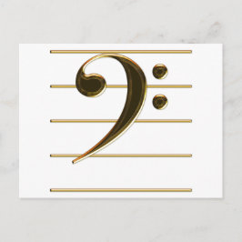 Gold Bass Clef Musiknote Postkarte