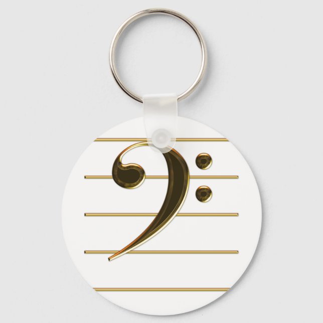 Gold Bass Clef Musiknote Schlüsselanhänger (Vorderseite)