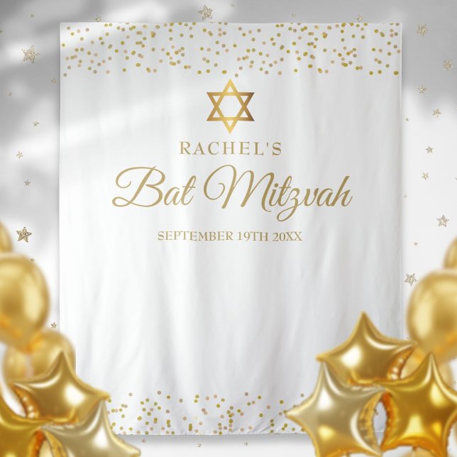 Gold Bat Bar Mitzvah Foto Hintergrund Wandteppich (Gold Bat Bar Mitzvah Photo Backdrop)