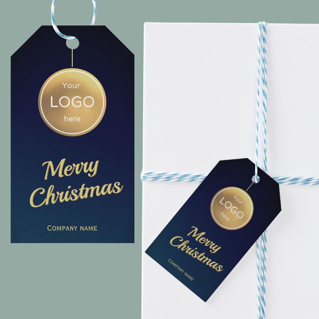 Gold Bauble Christmas Logo Company Geschenk Tag Geschenkanhänger (Von Creator hochgeladen)