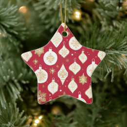 Gold-Bauble-Design roter Hintergrund Keramik Ornament