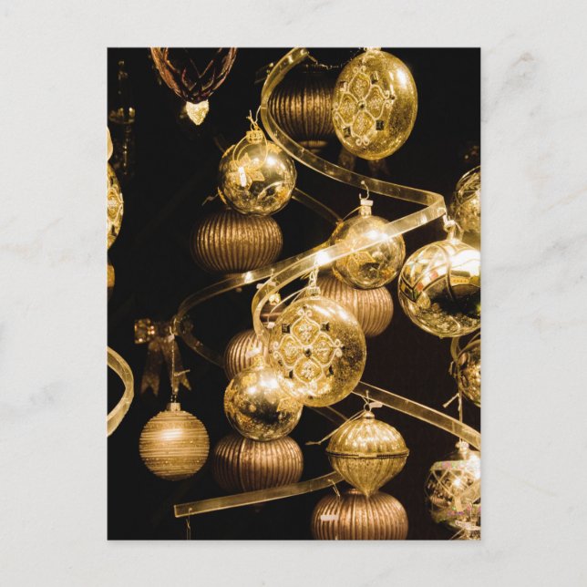 Gold Baubles and Spiral Pattern Postkarte (Vorderseite)