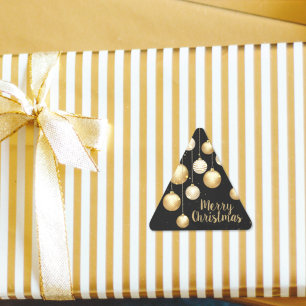 Gold Baubles Christmas Ornaments on Black Dreieckiger Aufkleber