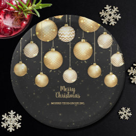 Gold Baubles Christmas Tree Ornaments Party Pappteller