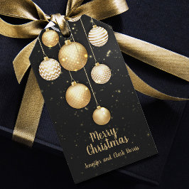 Gold Baubles Weihnachtsschmuck auf Black Fevor Geschenkanhänger