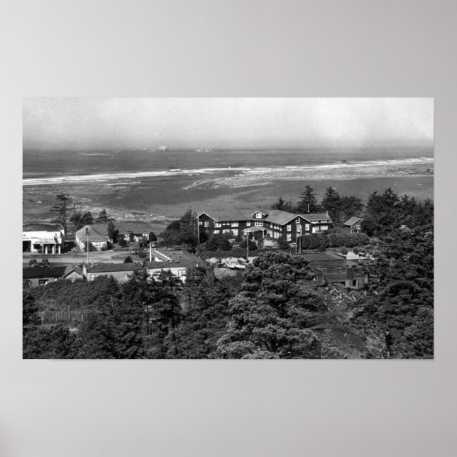 Gold Beach, Oregon Town View und Sunset Inn Poster (Vorne)