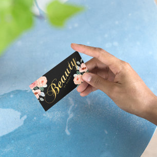 Gold Beauty Salon Calligraphy Wasserfarben Visitenkarte