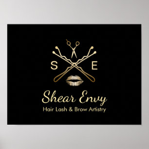Gold Beauty Salon Logo Makeup Artist Haar Stylist Poster