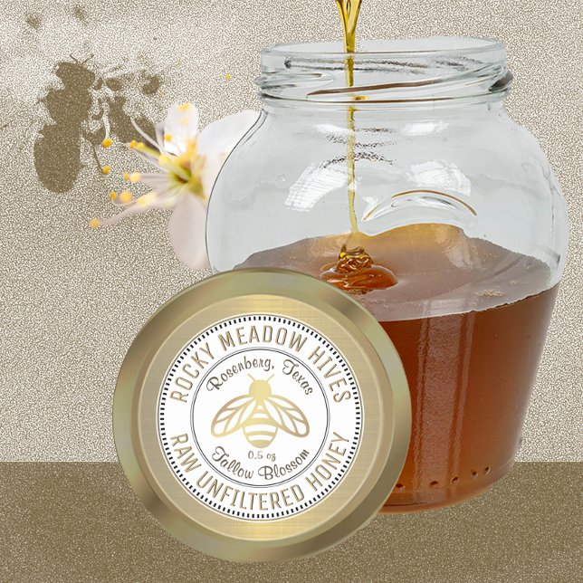 Gold Bee Logo Beekeeper Honey Jar Label Runder Aufkleber (Von Creator hochgeladen)