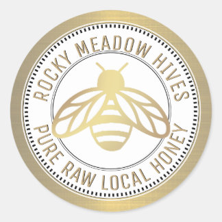 GOLD BEE LOGO BEEKEEPER HONEY LID JAR ETIKETT RUNDER AUFKLEBER