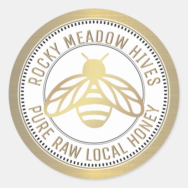 GOLD BEE LOGO BEEKEEPER HONEY LID JAR ETIKETT RUNDER AUFKLEBER (Vorderseite)