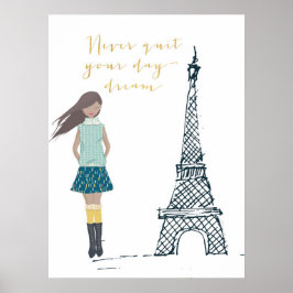 Gold "Beenden Sie Ihren Traum nie" Zitat-Poster Poster