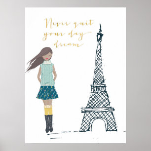 Gold "Beenden Sie Ihren Traum nie" Zitat-Poster Poster