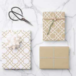 Gold Beige Arabesque Muster Geschenkpapier