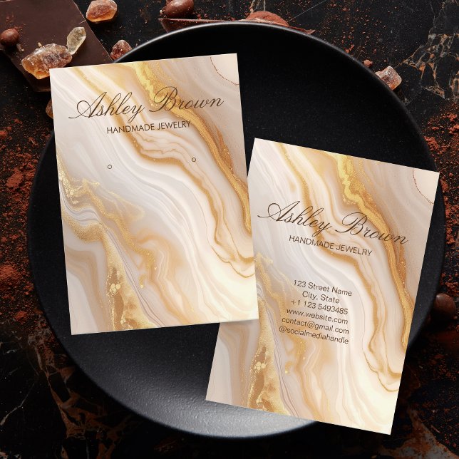 Gold Beige Marmor Handgefertigte Schmuckstücke Ohr Visitenkarte (gold beige marble)