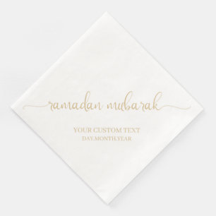 Gold Beige Ramadan Mubarak Calligrafie Custom Serviette